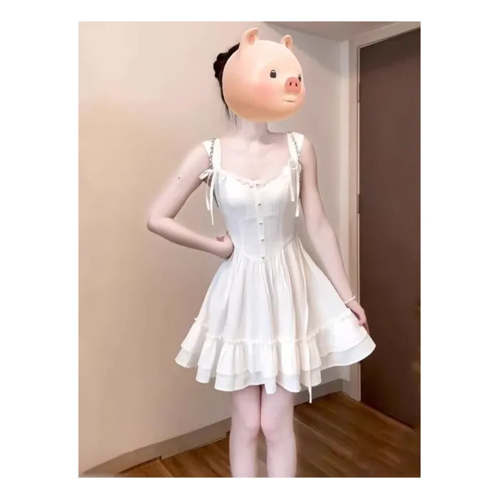 Women Fashion Elegant Lace Stitching Sleeveless Loose Dress - Image 3