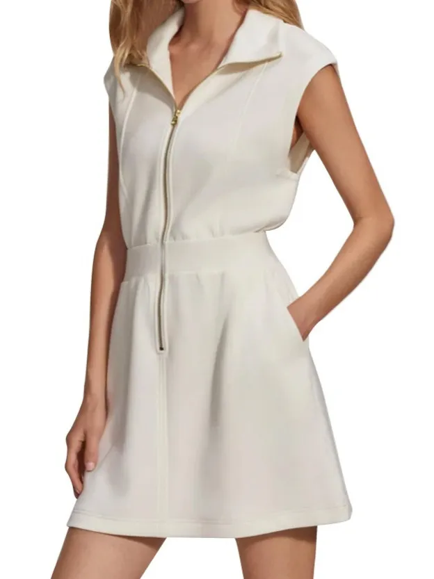 Women Fashion Casual Solid Color Lapel Zipper Pocket Sleeveless Dress - Image 5