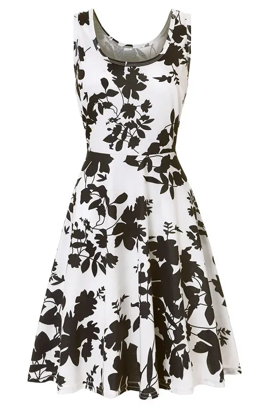Women Fashion Casual Printed Round Neck Sleeveless Loose Dress - Image 15