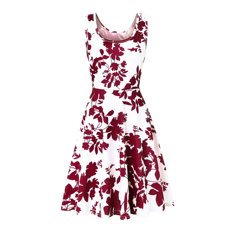 Women Fashion Casual Printed Round Neck Sleeveless Loose Dress - Image 16