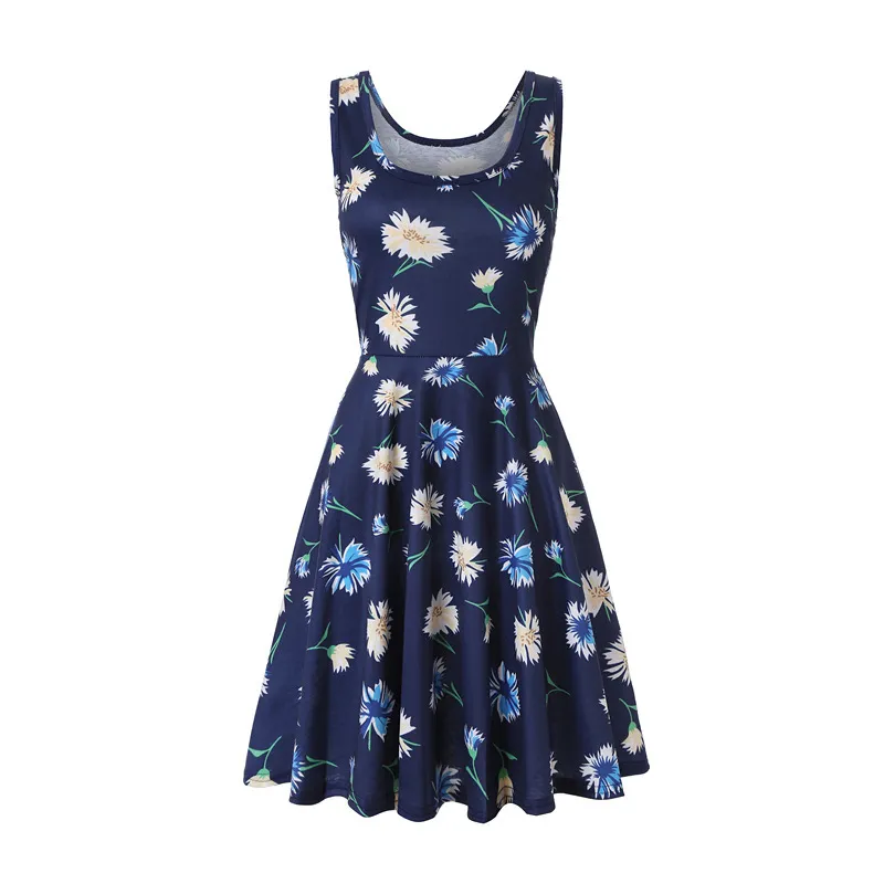 Women Fashion Casual Printed Round Neck Sleeveless Loose Dress - Image 17