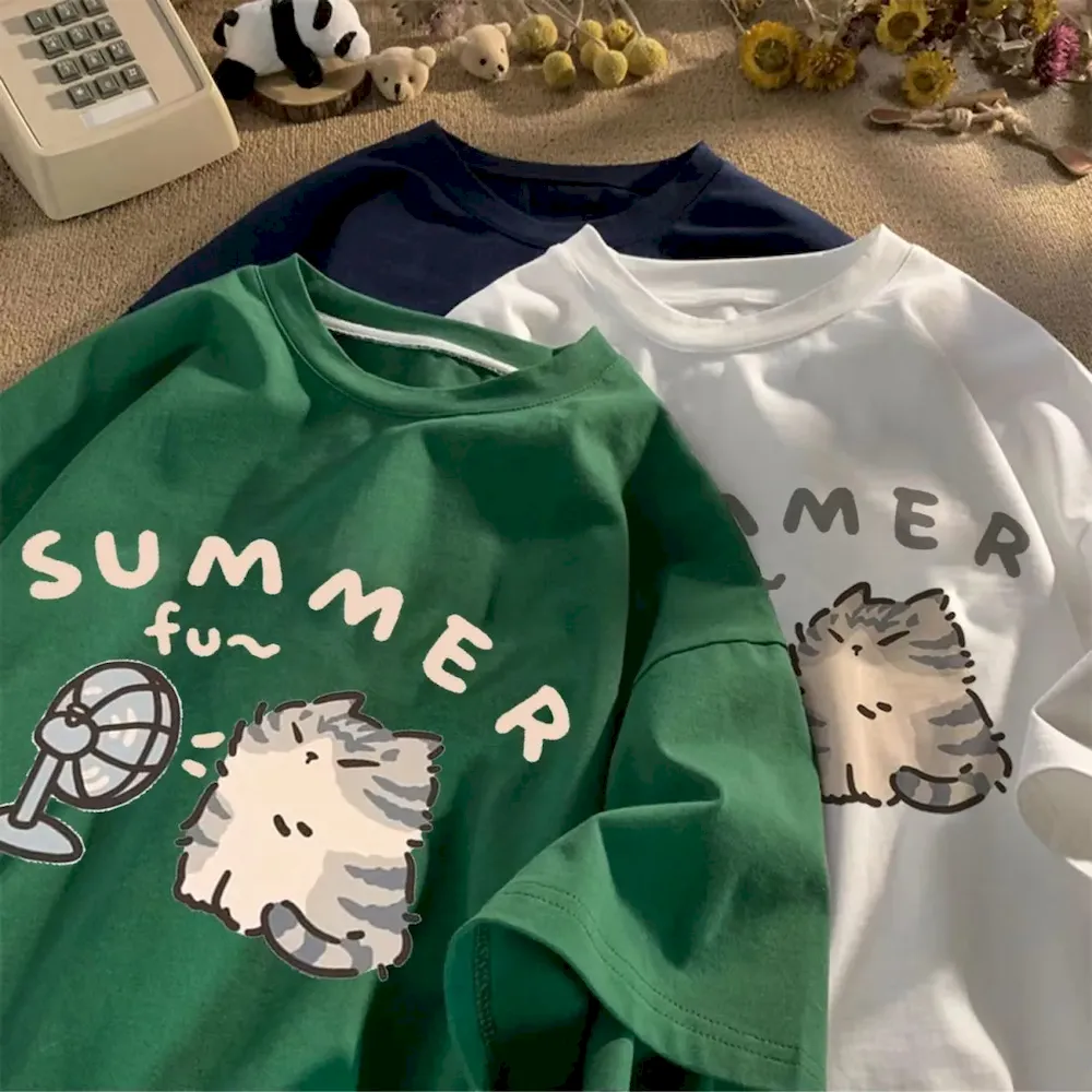 Women Fashion Casual Cartoon Printed Short-Sleeve Loose T-Shirt - Image 4