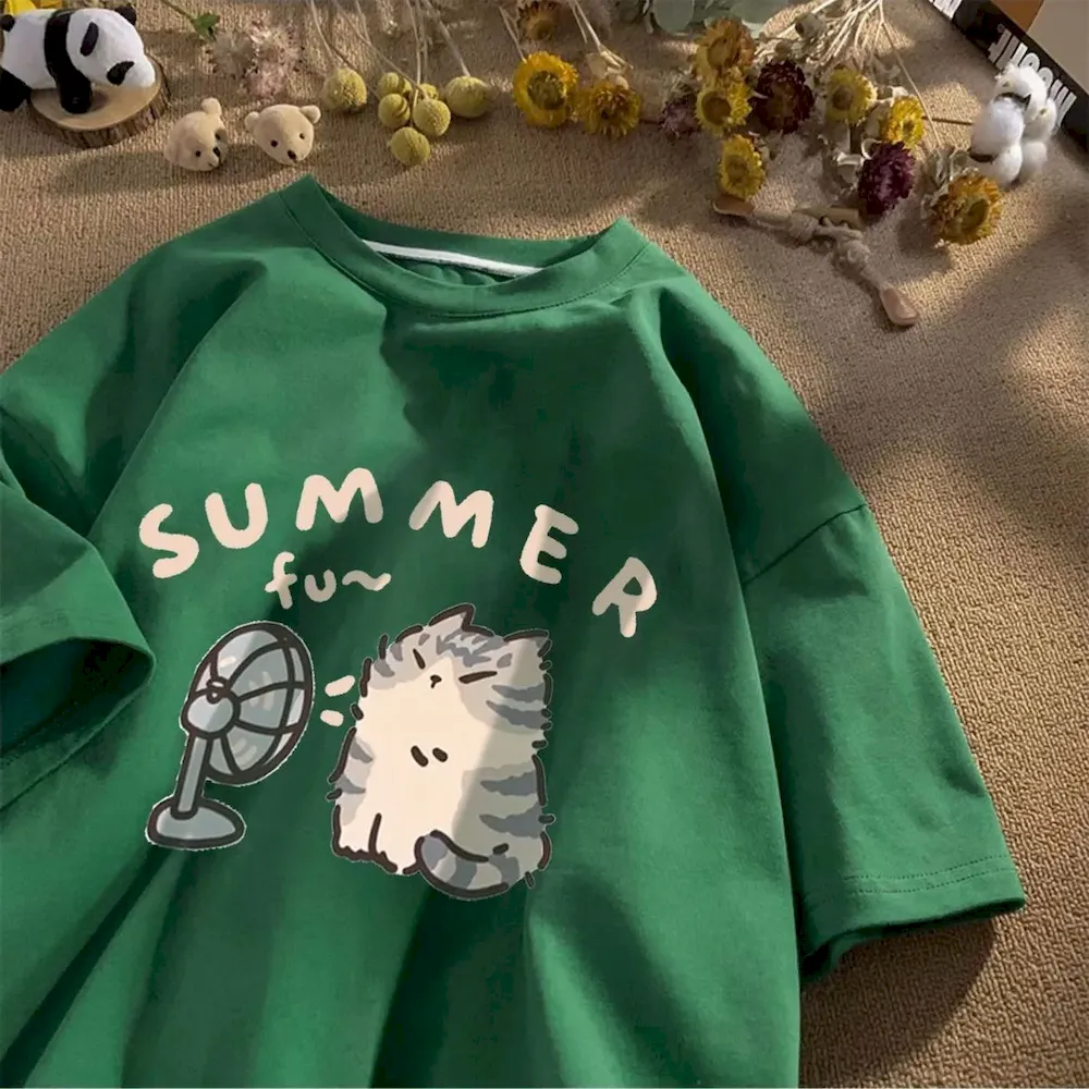 Women Fashion Casual Cartoon Printed Short-Sleeve Loose T-Shirt - Image 9