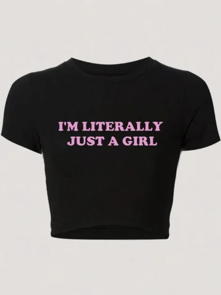 Women Fashion Sexy Letter Printed Short-Sleeve Slim-Fit T-Shirt - Image 4