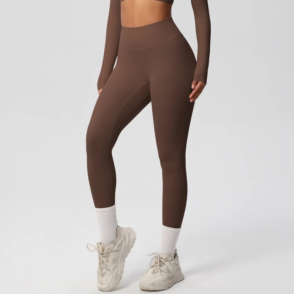 Women Fashion Casual Solid Color High Waist Quick-Drying Slim-Fit Yoga Sports Leggings - Image 6