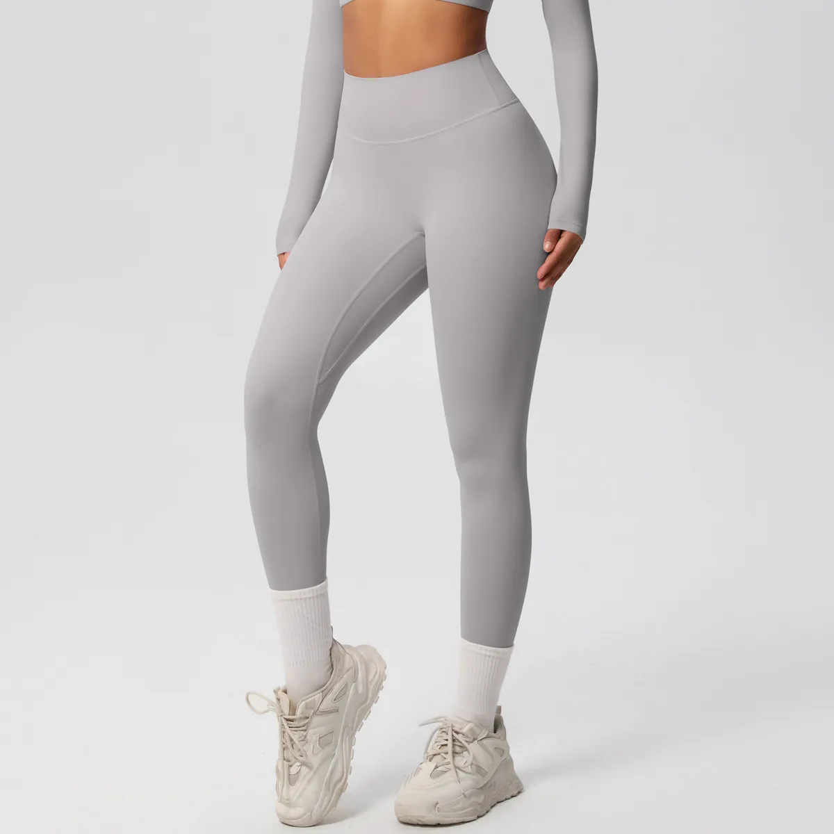Women Fashion Casual Solid Color High Waist Quick-Drying Slim-Fit Yoga Sports Leggings - Image 12