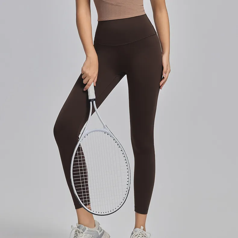 Women Fashion Casual Solid Color Seamless High Waist Slim-Fit Yoga Sports Leggings