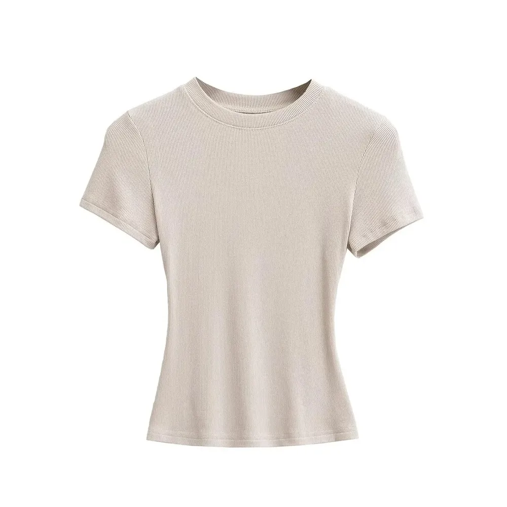 Women Simple Solid Color Short Sleeve T-Shirt - Image 4