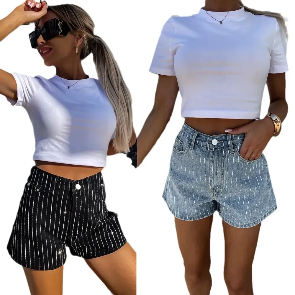 Street Fashion Rhinestone Women Denim Shorts - Image 5
