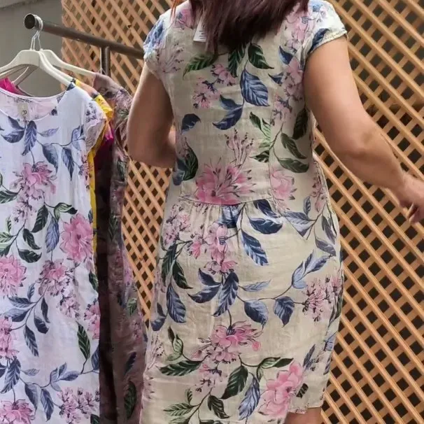 Women Fashion Casual Plus Size Floral Printed Round Neck Short-Sleeve Slim-Fit Dress - Image 4
