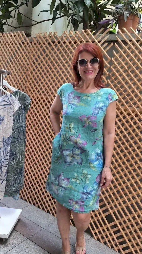 Women Fashion Casual Plus Size Floral Printed Round Neck Short-Sleeve Slim-Fit Dress - Image 6