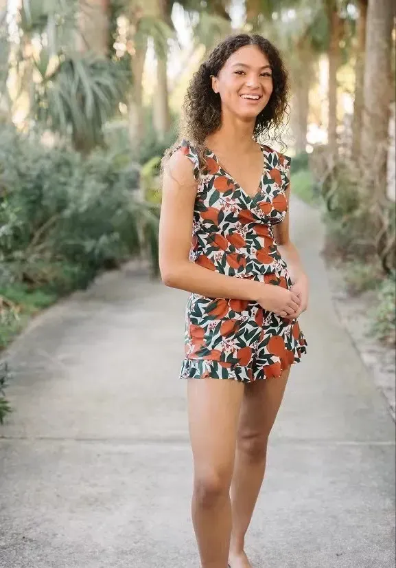 Women Fashion Sexy Plus Size Printed V-Neck Edge Curl Sleeveless Rompers - Image 13