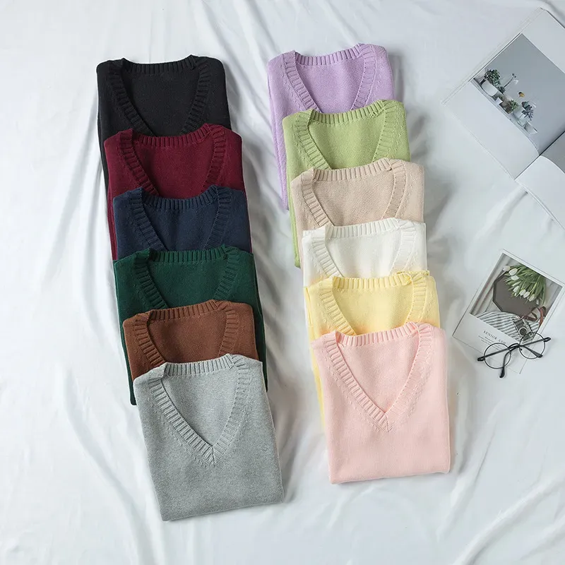Women Fashion Solid Color V-Neck Sleeveless Knitwear - Image 4