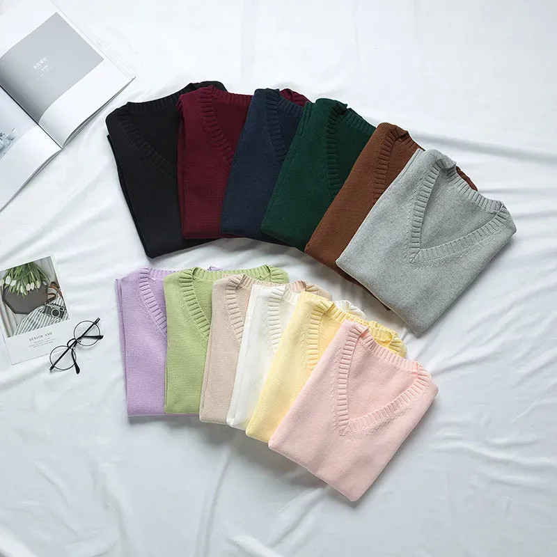 Women Fashion Solid Color V-Neck Sleeveless Knitwear - Image 5