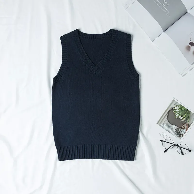 Women Fashion Solid Color V-Neck Sleeveless Knitwear - Image 7