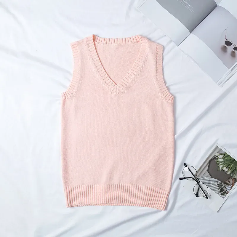 Women Fashion Solid Color V-Neck Sleeveless Knitwear - Image 8