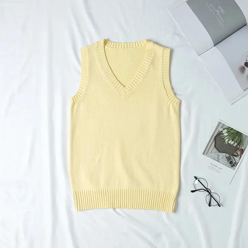 Women Fashion Solid Color V-Neck Sleeveless Knitwear - Image 9