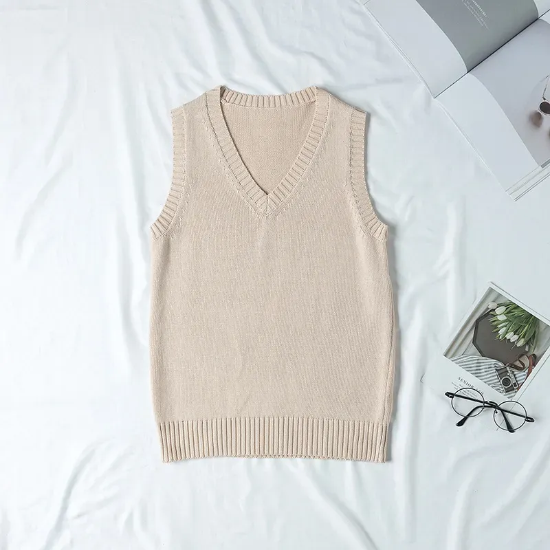 Women Fashion Solid Color V-Neck Sleeveless Knitwear - Image 10