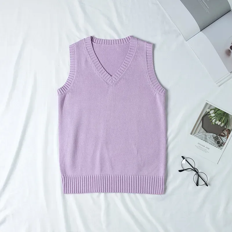 Women Fashion Solid Color V-Neck Sleeveless Knitwear - Image 11
