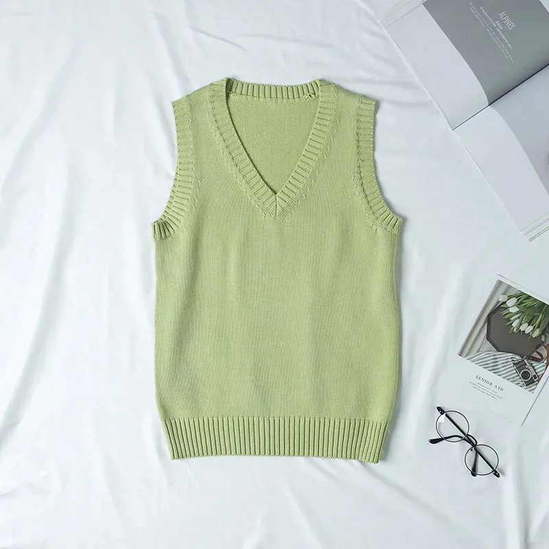 Women Fashion Solid Color V-Neck Sleeveless Knitwear - Image 13