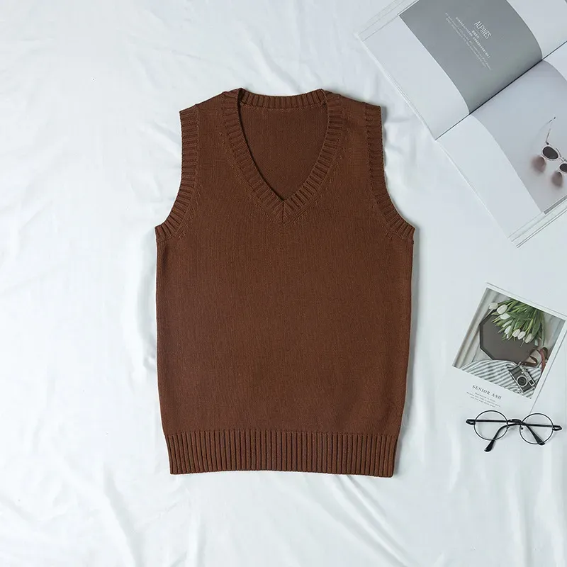 Women Fashion Solid Color V-Neck Sleeveless Knitwear - Image 14