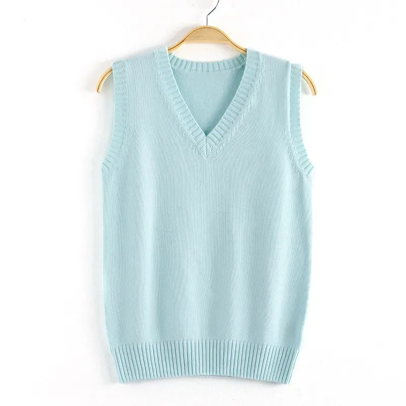 Women Fashion Solid Color V-Neck Sleeveless Knitwear - Image 23