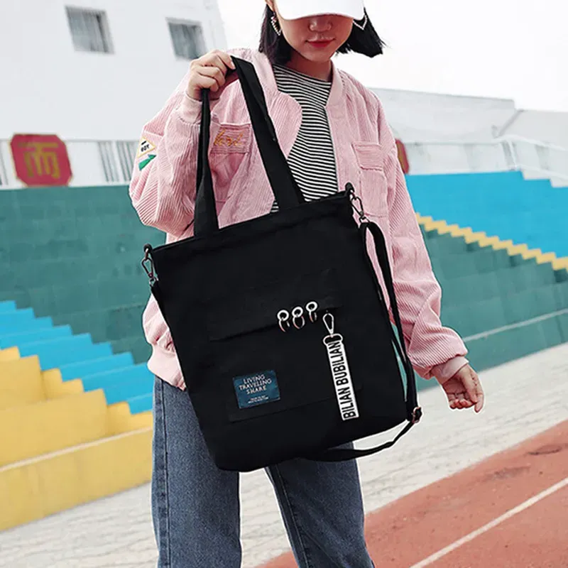 Irregular Design Campus Style Leisure Canvas Bag - Image 7