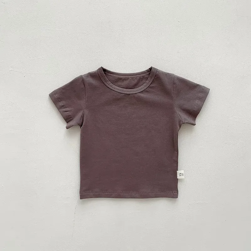 Wholesale Kids Baby Fashion Casual Solid Color Stripe Cotton Round Neck Short-Sleeve T-Shirt - Image 10