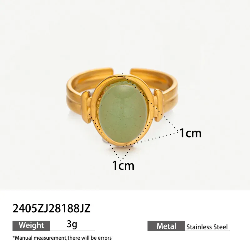 Wholesale Women Fashion Natural Stone Titanium Steel Ring - Image 9