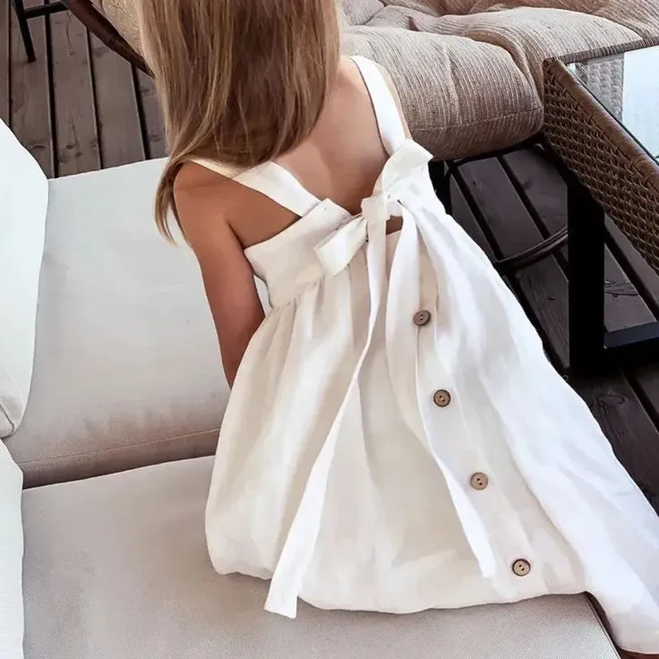 Wholesale Kids Toddler Girls Summer Casual Cute Basic Solid Color Sleeveless Strap Dress