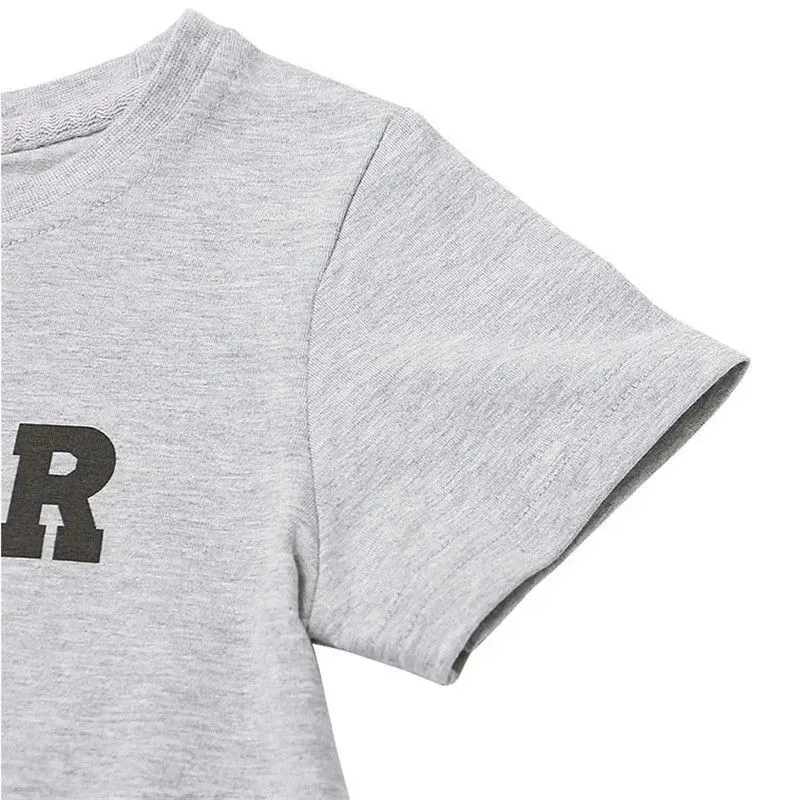 Wholesale Wholesale Boy Girl Letter Print Short Sleeves Grey T-shirt - Image 8