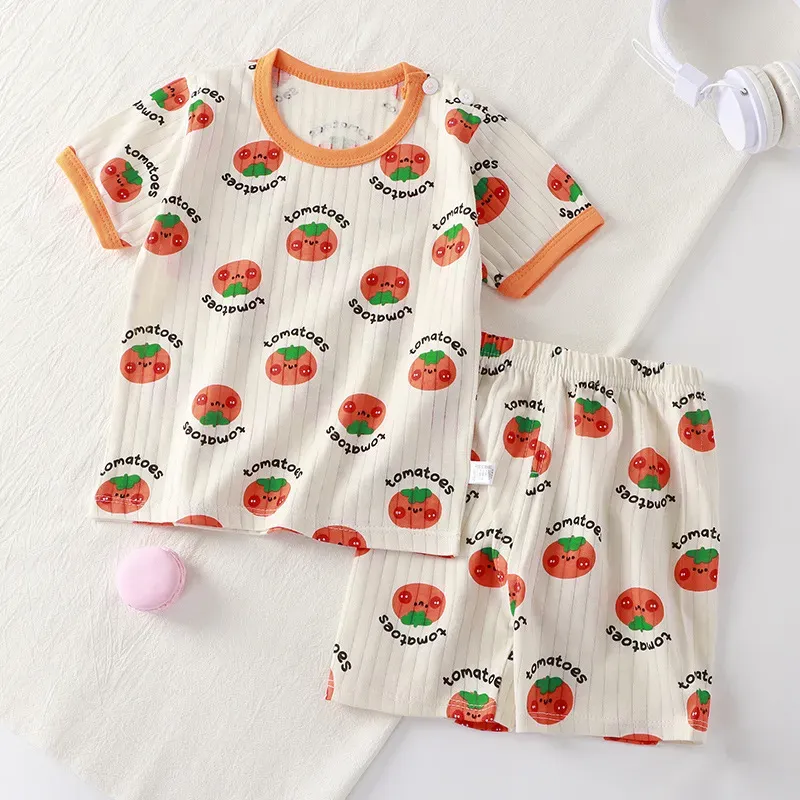 Wholesale Kids Toddler Boys Girls Summer Casual Cute Cartoon Floral Print Short Sleeve T-Shirt Shorts Set - Image 11