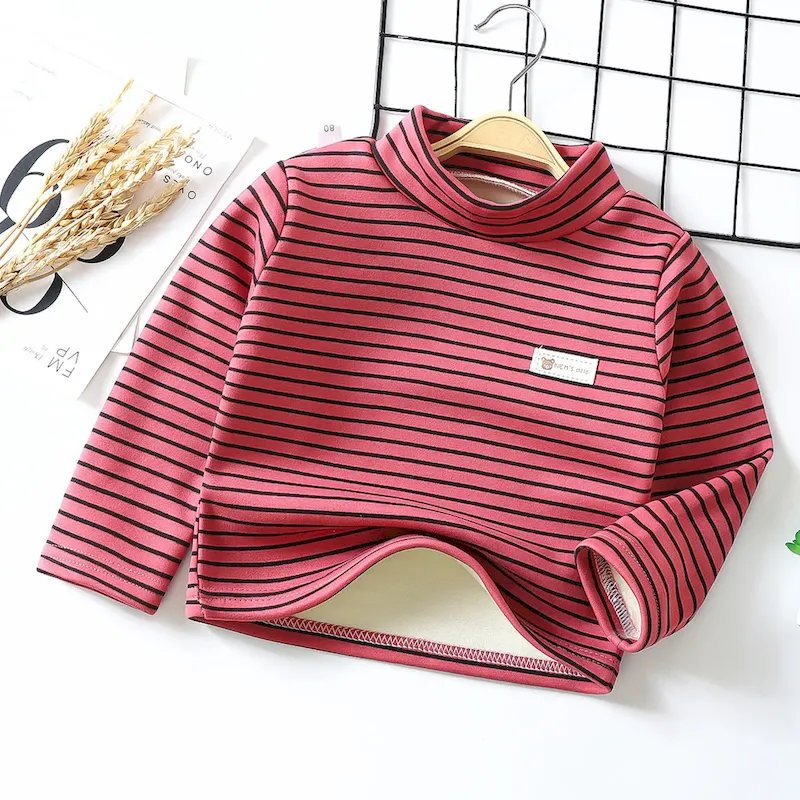 Wholesale Kids Toddler Boys Girls Casual Basic Stripe Print Fleece Long Sleeve T-Shirt - Image 4