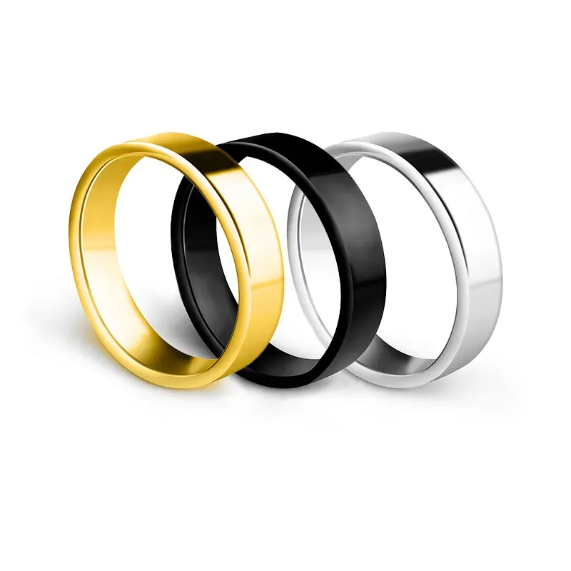 Wholesale Fashion Simple Solid Color Custom Laser Engraving Titanium Steel Ring