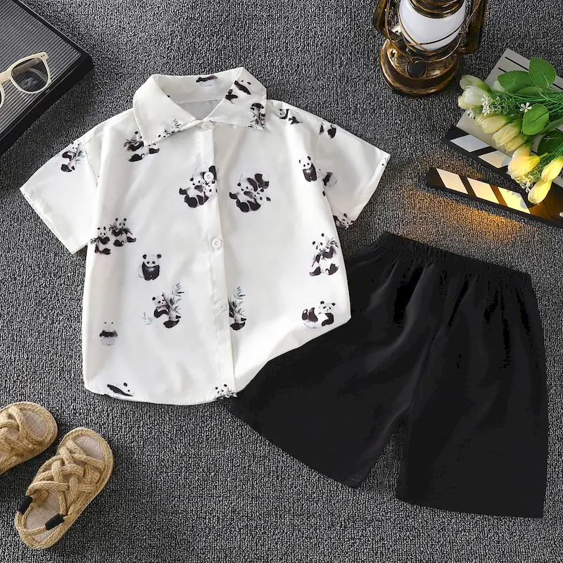 Wholesale Boy'S Fashion Cartoon Print Shirt And Shorts Two-Piece Set - Image 9