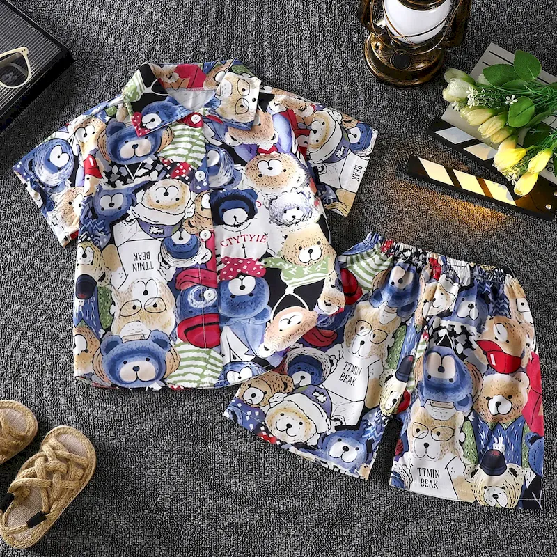 Wholesale Boy'S Fashion Cartoon Print Shirt And Shorts Two-Piece Set - Image 11