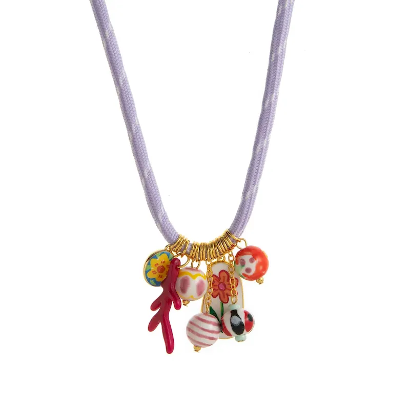 Wholesale Beach Series Necklace Marine Life Multicolor Floral Shell Pendant Silk Scarf Cloth Strip Necklace - Image 25