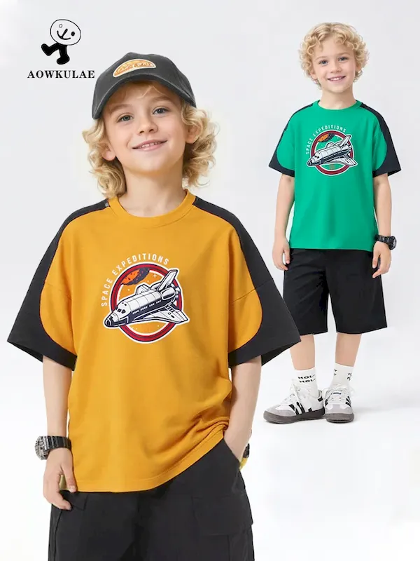 Wholesale Boys Casual Fashion Printed Short-Sleeved T-Shirt - Image 2