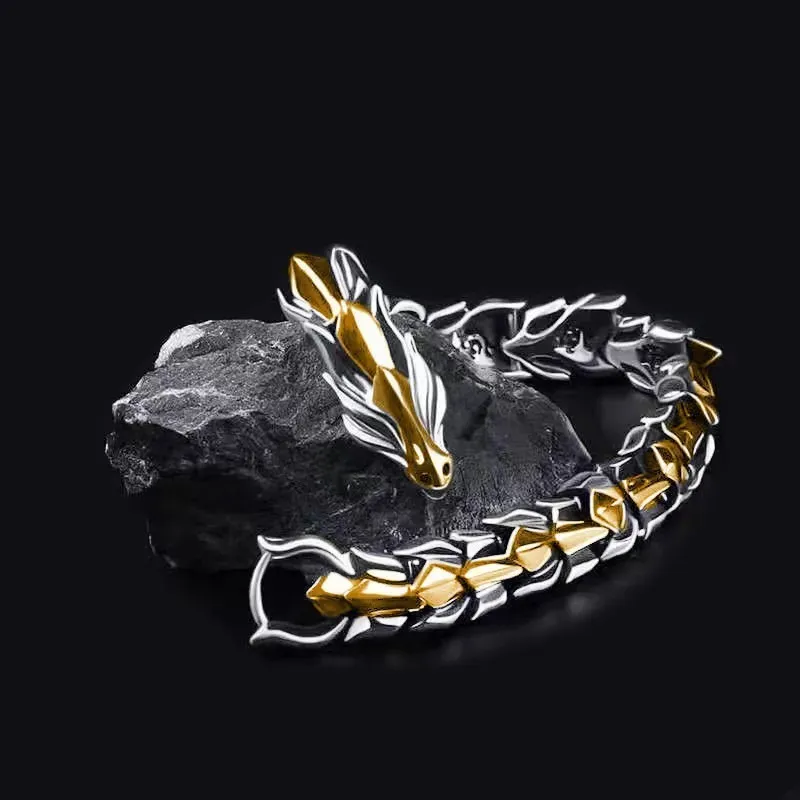 Wholesale Men Fashion Retro Punk Multicolor Dragon Bracelet - Image 16
