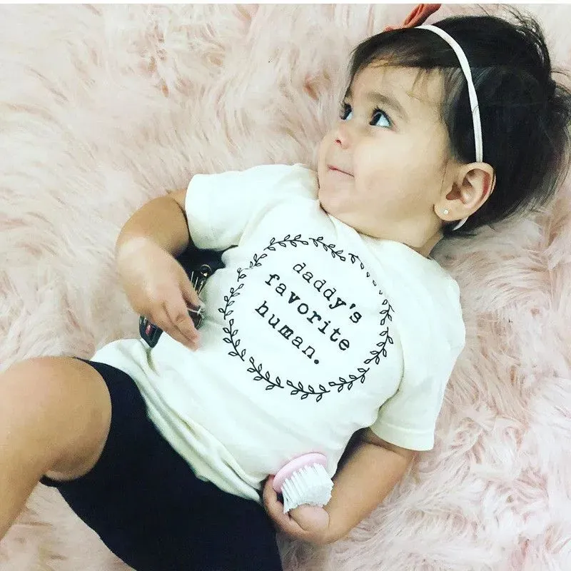Wholesale Wholesale Boy Girl Kid Daddy Letter Print White T-shirt - Image 10