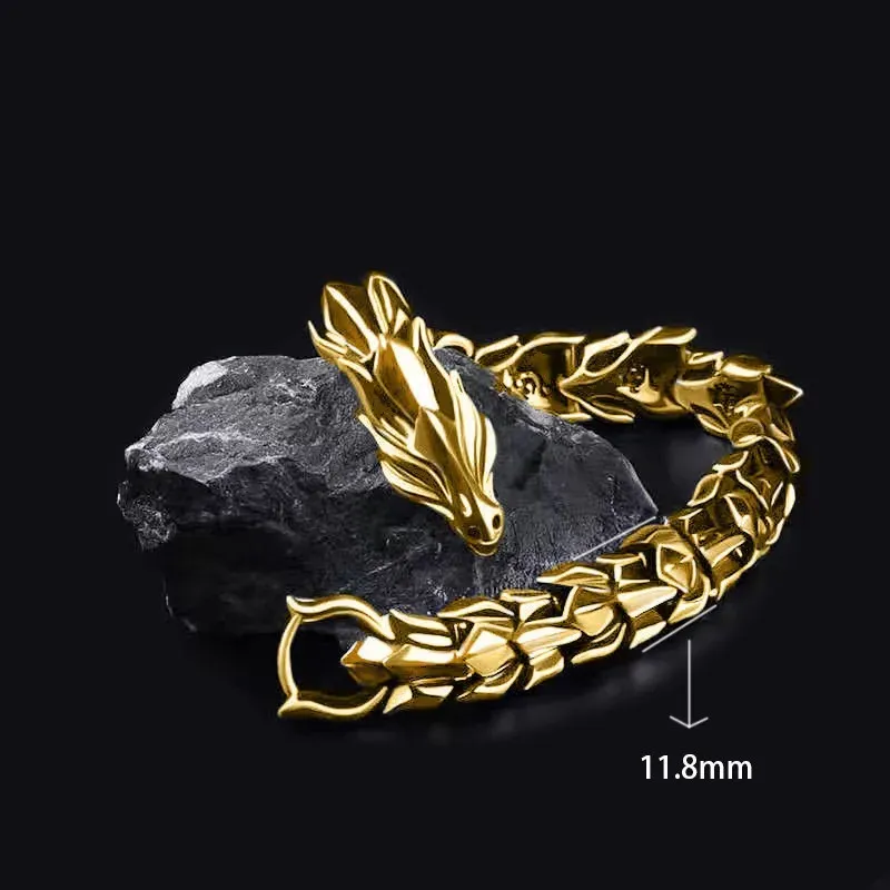Wholesale Men Fashion Retro Punk Multicolor Dragon Bracelet - Image 12