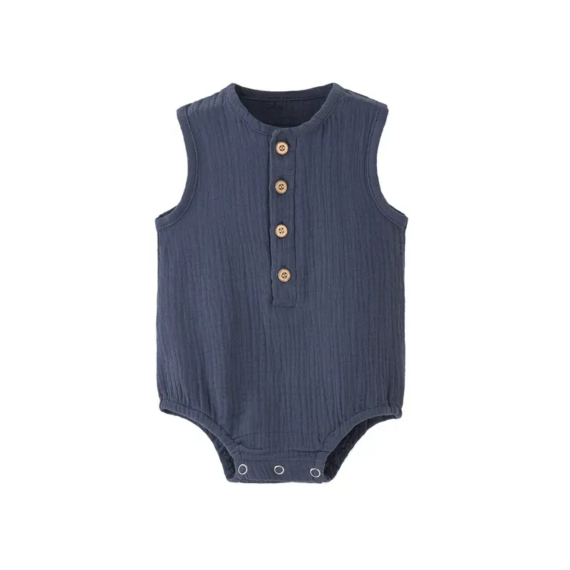 Wholesale Kids Baby Boys And Girls Fashion Solid Color Sleeveless Rompers - Image 10