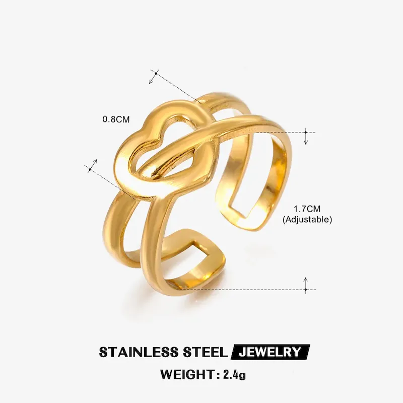 Wholesale Simple Fashion Stainless Steel Heart Ring - Image 29