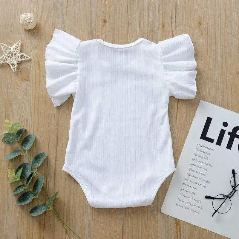 Wholesale Baby Infant Toddler Girl Solid Color Short Sleeves Bodysuit - Image 14