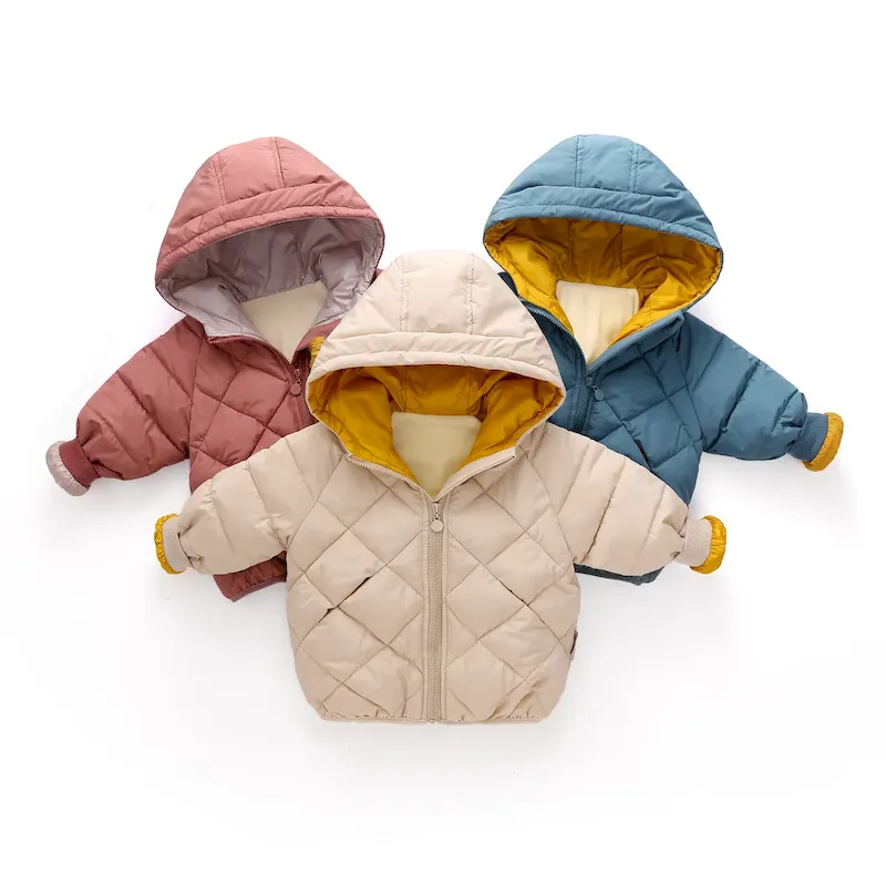 Wholesale Kids Boys And Girls Fall/Winter Cotton-Padded Fleece-Lined Warm Long-Sleeve Hoodies Coat - Image 3