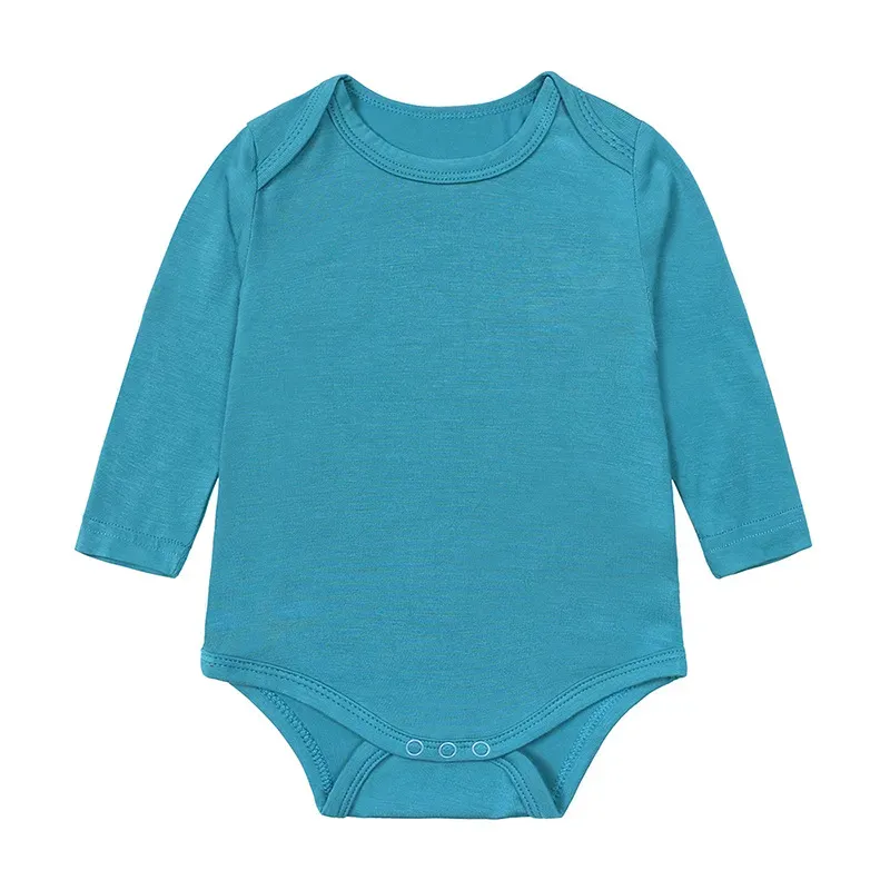 Wholesale Kids Baby Boys Girls Casual Cute Solid Color Long Sleeve Romper - Image 4