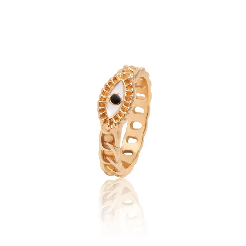 Wholesale Women Fashion Oil Painting Gold Plated Devil Eye Ring - Image 13