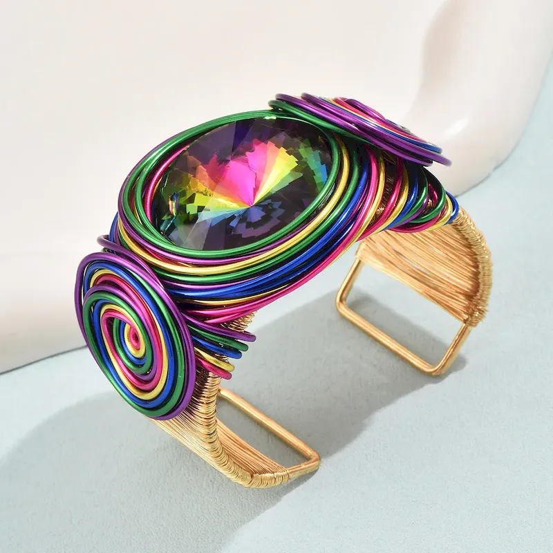 Wholesale Women Fashion Exaggerated Boho Floral Bracelet - Image 12