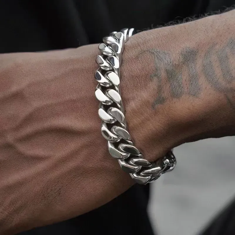 Wholesale Men Fashion Casual Cuban Titanium Steel Chain Bracelet - Image 3