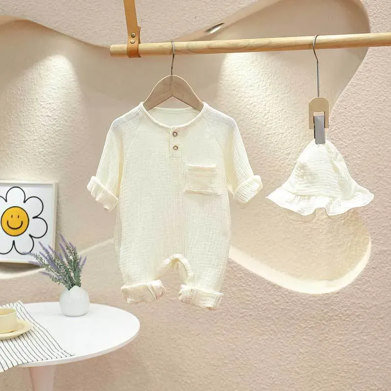 Wholesale Kids Baby Boys Girls Cute Solid Color Long Sleeve Romper - Image 7